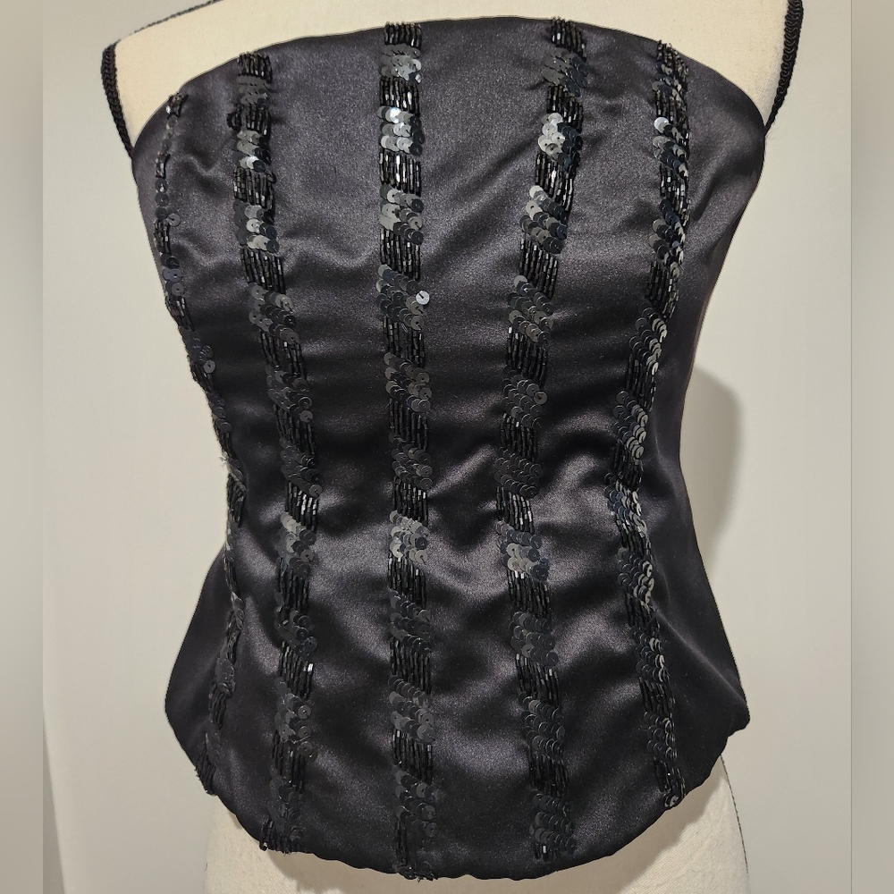 Cache Vintage formal heavy satin/sequin corset top and mermaid skirt sm/med